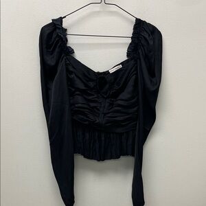 Ulla Johnson Mirelle Blouse black sateen. sz 2